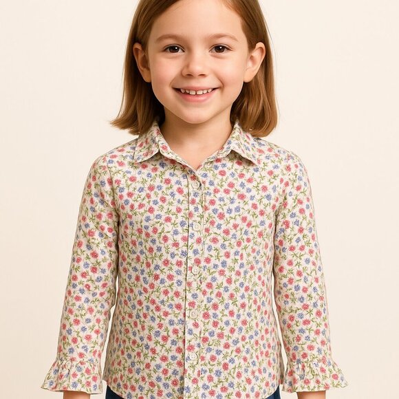 Talbots Kids Vintage Floral Button Down Shirt - Size 6 - Picture 1 of 6